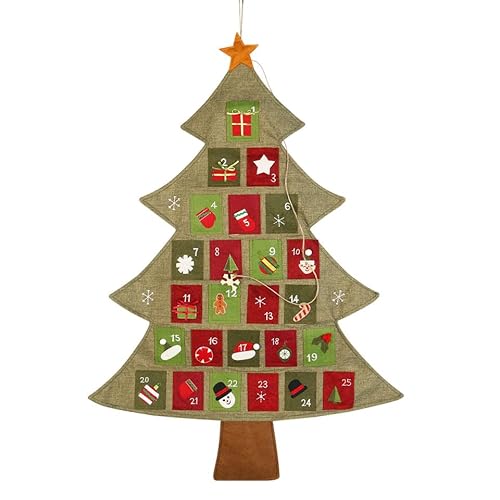 YARNOW Weihnachts-Adventskalender aus Stoff mit Taschen, 63,5 x 89,9 cm, hängender Weihnachts-Countdown-Kalender YARNOW Weihnachts-Adventskalender aus Stoff mit Taschen, 63,5 x 89,9 cm, hängender Weihnachts-Countdown-Kalender von YARNOW