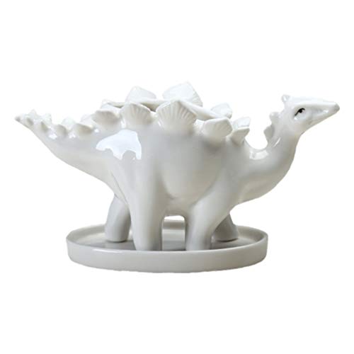 YARNOW Weiß Keramik Blumentopf Kaktus Sukkulenten Topf Dinosaurier Figur Mini Vase Kleiner Übertopf Pflanztopf Blumenkasten Blumenvase für Balkon Büro Schreibtisch Deko Wohnzimmer Tischdeko von YARNOW