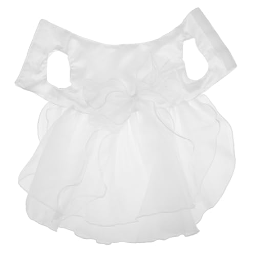 YARNOW Weißes Haustierkleid Hochzeit Tutu Rock mit Eleganter Schleife Verstellbar für Kleine und Mittelgroße Hunde Festliche Haustierkleidung für Party und Feier von YARNOW