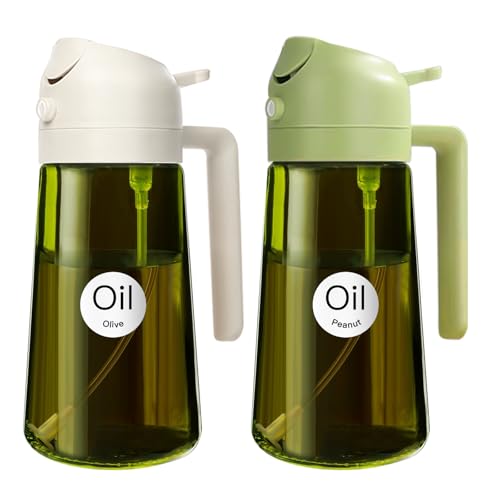 YARRAMATE 2 Stück 470ml Lichtblockierender dunkler Ölsprüher zum Kochen, 2-in-1 UV Schutz ölzerstäuber für die Küche, Grün Glasölflasche Sprühflasche für Heißluftfritteuse (weiß&grün) YARRAMATE 2 Stück 470ml Lichtblockierender dunkler Ölsprüher zum Kochen, 2-in-1 UV Schutz ölzerstäuber für die Küche, Grün Glasölflasche Sprühflasche für Heißluftfritteuse (weiß&grün) von YARRAMATE