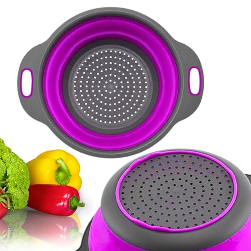 Schwarz und Lila Lebensmittelsieb für Küche - Kleines Silikonsieb mit Griff für Camping Multifunktionales Sieb für Spaghetti und Nudeln Schwarz und Lila Lebensmittelsieb für Küche - Kleines Silikonsieb mit Griff für Camping Multifunktionales Sieb für Spaghetti und Nudeln von YARRD