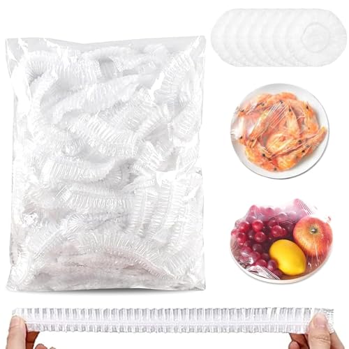 300 Stück Elastische Abdeckungen Transparente Abdeckhauben Für Lebensmittel Wiederverwendbar Frischhaltefolie Frischhaltefolie Mit Gummizug Für Die Aufbewahrung Von Lebensmitteln. von YARUJING