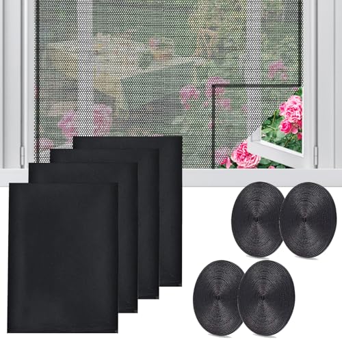 4pcs Fliegengitter Fenster 130cm x 150cm Selbstklebendes Moskitonetz Fenster Moskitonetze Für Fenster Mit 4 Rollen Selbstklebeband Moskitonetz Fenster Zuschneidbar Fliegengitter Für Fenster (Schwarz) 4pcs Fliegengitter Fenster 130cm x 150cm Selbstklebendes Moskitonetz Fenster Moskitonetze Für Fenster Mit 4 Rollen Selbstklebeband Moskitonetz Fenster Zuschneidbar Fliegengitter Für Fenster (Schwarz) von YARUJING