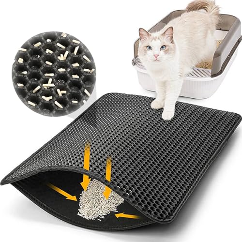 Katzenklo Matte Waben Doppelschicht Katzenstreu Matte Urin- & Wasserdichte Katzenmatte Katzenklo Cat Litter Mat Mit Klettverschluss Für Litter Catcher Cat Litter Mat Streu Kontrolle von YARUJING
