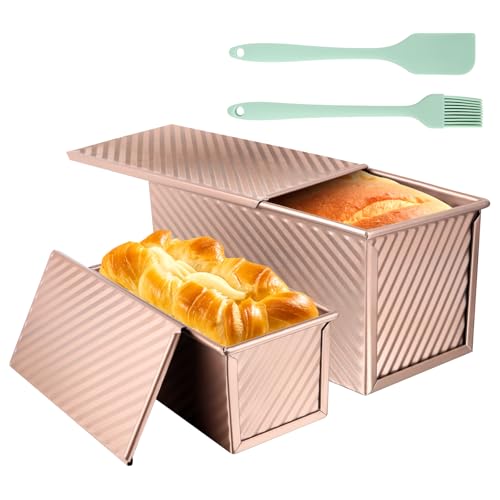 Brotbackform mit Deckel, Rechteckig Roségold, Toastbrot Backform Set,Toast Brot Backform Set,4PCS Antihaft Brot Toastform mit Deckel,Brot backen Zubehör für Brot, Kuchen von YARVPUV