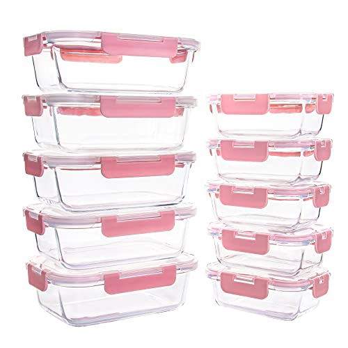 YARYOUNG Frischhaltedosen aus Glas 10 er Set, Glasbehälter mit Deckel, BPA-Frei, Geeignet für Mikrowelle, Gefrierschrank und Spülmaschine von YARYOUNG