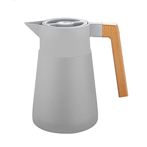 YASAHNG Thermoskanne Kaffeekannen Edelstahl 18/10, Vakuum Isolations, Grosse Kapazität, Mit Holzgriff, Thermosflasche Für Heißen Und Kalten Tee Kaffee, Isolierkanne, Für Home Office Hotel (Grau,1.5L) von YASAHNG