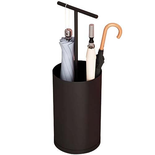 Regenschirmständer Regenschirmständer Rund Haushaltskompakter Schirmständer, Einfacher Moderner Schirmständer, Regenschirm Aufbewahrungseimer Mit Griff, Mit Wasserschale ( Color : Schwarz , S : 20*75c von YASHANG