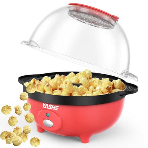 YASHE Popcornmaschine, 650W Elektrische Rühr Popcorn Maker, 3L Kapazität Popcorn Maschinen mit Antihaft-Beschichtung, Gesund & weniger Öl für Movie Nights Parties von YASHE