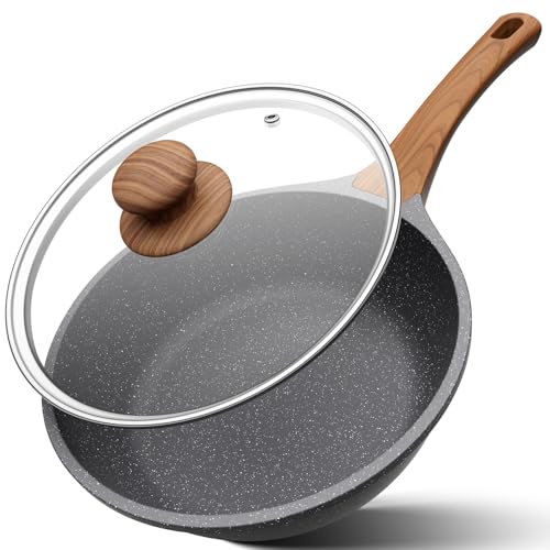YASHE Tiefe Pfanne aus Granit, 26 cm, mit Deckel, Antihaft-Pfanne mit hohen Kanten, ideal zum Anbraten, Braten und langsames Kochen, kompatibel mit Induktion YASHE Tiefe Pfanne aus Granit, 26 cm, mit Deckel, Antihaft-Pfanne mit hohen Kanten, ideal zum Anbraten, Braten und langsames Kochen, kompatibel mit Induktion von YASHE