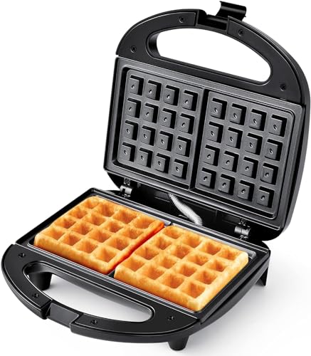YASHE Waffeleisen Belgische Waffel/Brüsseler Waffeln, Doppel Waffeleisen, 750W, Antihaftbeschichtet mit Automatische Temperatur & Kontrollleuchten von YASHE