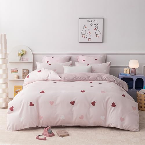 YASMENG Bettwäsche 200x220 Mädchen Herzen Rot Rosa Weiß Kinder Bettwäsche Herzen Weich Kuschelig Bettbezug Set 3 Teilig für Kinder Mädchen Geschenk mit Reißverschluss und 2 Kissenbezüge 80x80 cm YASMENG Bettwäsche 200x220 Mädchen Herzen Rot Rosa Weiß Kinder Bettwäsche Herzen Weich Kuschelig Bettbezug Set 3 Teilig für Kinder Mädchen Geschenk mit Reißverschluss und 2 Kissenbezüge 80x80 cm von YASMENG