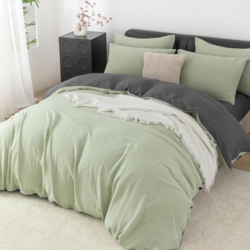 YASMENG Doppelte Muslin Bettwäsche 220x240 Grün Grau Bettwäsche Muslin 100% Baumwolle Bettwäsche Weich Atmungsaktiv Kuschelige Bettwäsche 3 Teilig mit Reißverschluss und 2 Kissenbezüge 80x80 cm YASMENG Doppelte Muslin Bettwäsche 220x240 Grün Grau Bettwäsche Muslin 100% Baumwolle Bettwäsche Weich Atmungsaktiv Kuschelige Bettwäsche 3 Teilig mit Reißverschluss und 2 Kissenbezüge 80x80 cm von YASMENG