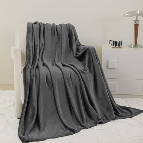YASMENG Kuscheldecke Flauschig Winter Warm Grau Dunkelgrau Fleecedecke Kuscheldecke 180x200 Weich Kuschelig Flanell Wohndecke Couchdecke Sofadecke Sofaüberwurf für Bett Sofa Couch Wohnzimmer von YASMENG