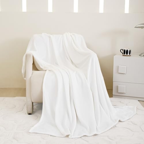 YASMENG Kuscheldecke Flauschig Winter Warm Weiß Fleecedecke Kuscheldecke 180x200 Weich Kuschelig Flanell Wohndecke Couchdecke Sofadecke Sofaüberwurf für Bett Sofa Couch Wohnzimmer von YASMENG