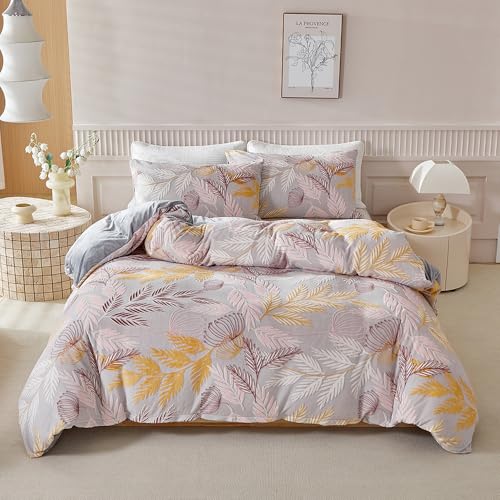 YASMENG Flanell Bettwäsche 135x200 Winter Warm Blätter Rosa Gelb Grau Plüsch Bettwäsche Winter Hochwertige Weich Kuschelig Flauschige Bettwäsche 2 Teilig mit Reißverschluss und 80x80 cm Kissenbezug YASMENG Flanell Bettwäsche 135x200 Winter Warm Blätter Rosa Gelb Grau Plüsch Bettwäsche Winter Hochwertige Weich Kuschelig Flauschige Bettwäsche 2 Teilig mit Reißverschluss und 80x80 cm Kissenbezug von YASMENG