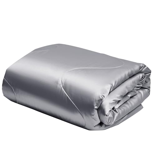 YASMENG Satin Bettdecke 220x240 Grau Seide Sommerdecke 220x240 200 GSM Seidige Satin Sommerdecke Leicht Weich Deluxe Glatt Glänzend Seide Steppdecke für Sommer mit 2 Kissenbezüge 80x80 cm YASMENG Satin Bettdecke 220x240 Grau Seide Sommerdecke 220x240 200 GSM Seidige Satin Sommerdecke Leicht Weich Deluxe Glatt Glänzend Seide Steppdecke für Sommer mit 2 Kissenbezüge 80x80 cm von YASMENG