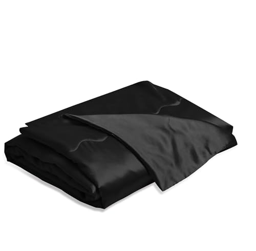 YASMENG Satin Decke 150x200 Schwarz - Kühlende Seidige Sommerdecke, Leicht, Weich, Luxus, Glatt, Glänzend - Tagesdecke Kuscheldecke für Bett, Sofa, Couch, Schlafzimmer, Büro, Reisen von YASMENG