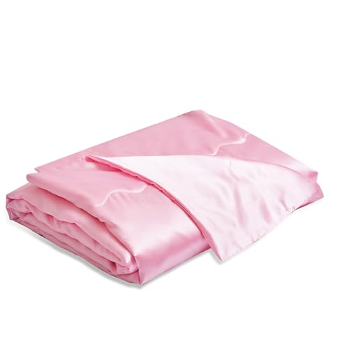 YASMENG Satin Decke 200x200 Rosa Satin Sofadecke Kühlende Seidige Seide Sommerdecke Leicht Weich Luxus Glatt Glänzend Satin Tagesdecke Kuscheldecke für Bett Sofa Couch Schlafzimmer Büro Reisen von YASMENG