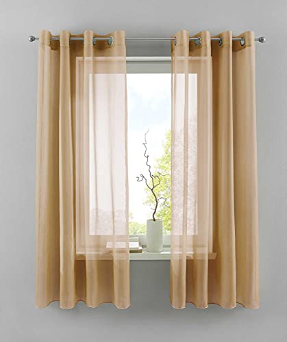 YASMIN 2er Set Ösengardinen HxB 145x140 cm Sand Transparent »Basel« Gardine Bleiband Store Vorhang, 20332TR2 YASMIN 2er Set Ösengardinen HxB 145x140 cm Sand Transparent »Basel« Gardine Bleiband Store Vorhang, 20332TR2 von YASMIN
