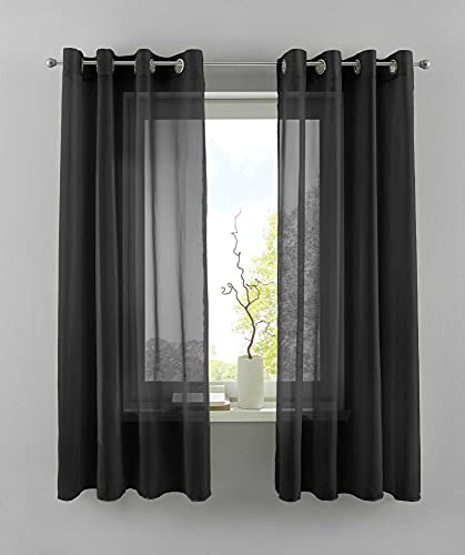 YASMIN 2er Set Ösengardinen HxB 145x140 cm Schwarz Transparent »Basel« Gardine Bleiband Store Vorhang, 20332TR2 YASMIN 2er Set Ösengardinen HxB 145x140 cm Schwarz Transparent »Basel« Gardine Bleiband Store Vorhang, 20332TR2 von YASMIN