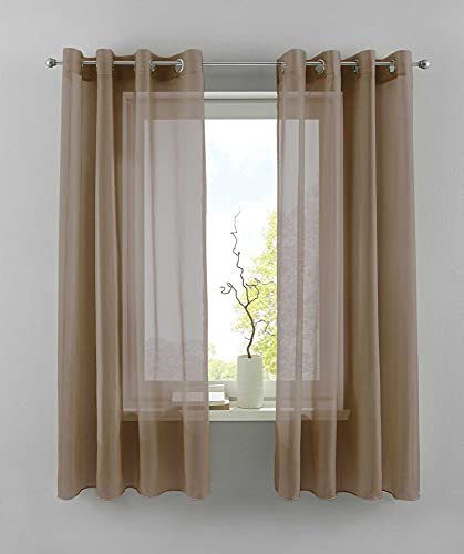 YASMIN 2er Set Ösengardinen HxB 145x140 cm Taupe Transparent »Basel« Gardine Bleiband Store Vorhang, 20332TR2 YASMIN 2er Set Ösengardinen HxB 145x140 cm Taupe Transparent »Basel« Gardine Bleiband Store Vorhang, 20332TR2 von YASMIN