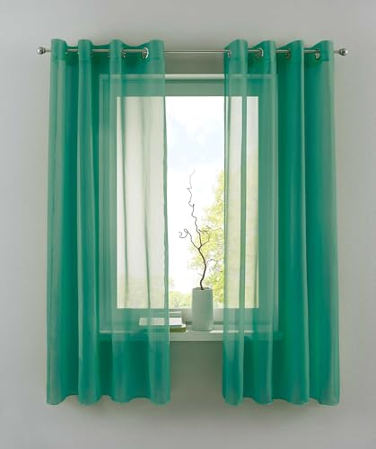 YASMIN 2er Set Ösengardinen HxB 175x140 cm Petrol Transparent »Basel« Gardine Bleiband Store Vorhang, 20332TR2 YASMIN 2er Set Ösengardinen HxB 175x140 cm Petrol Transparent »Basel« Gardine Bleiband Store Vorhang, 20332TR2 von YASMIN