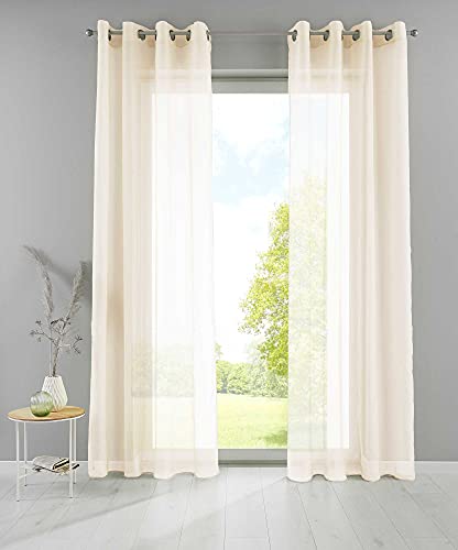 YASMIN 2er Set Ösengardinen HxB 225x140 cm Creme Transparent »Basel« Gardine Bleiband Store Vorhang, 20332TR2 YASMIN 2er Set Ösengardinen HxB 225x140 cm Creme Transparent »Basel« Gardine Bleiband Store Vorhang, 20332TR2 von YASMIN