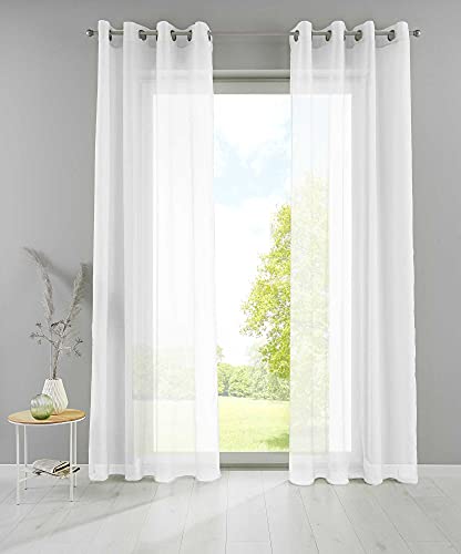 YASMIN 2er Set Ösengardinen HxB 225x140 cm Weiß Transparent »Basel« Gardine Bleiband Store Vorhang, 20332TR2 YASMIN 2er Set Ösengardinen HxB 225x140 cm Weiß Transparent »Basel« Gardine Bleiband Store Vorhang, 20332TR2 von YASMIN