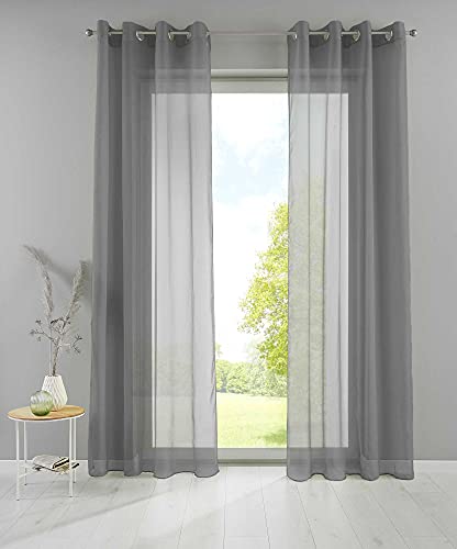 YASMIN 2er Set Ösengardinen HxB 245x140 cm Dunkelgrau Transparent »Basel« Gardine Bleiband Store Vorhang, 20332TR2 YASMIN 2er Set Ösengardinen HxB 245x140 cm Dunkelgrau Transparent »Basel« Gardine Bleiband Store Vorhang, 20332TR2 von YASMIN