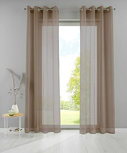 YASMIN 2er Set Ösengardinen HxB 245x140 cm Taupe Transparent »Basel« Gardine Bleiband Store Vorhang, 20332TR2 YASMIN 2er Set Ösengardinen HxB 245x140 cm Taupe Transparent »Basel« Gardine Bleiband Store Vorhang, 20332TR2 von YASMIN