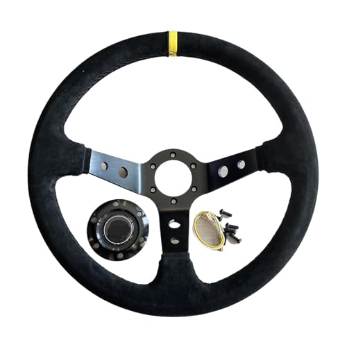 YASTOOLS Lanliuhui Store Auto Lenkrad Wildleder Modifizierte Racing 350 Lenkrad Mit Gelb Joint(001-GZFXP038-10) von YASTOOLS
