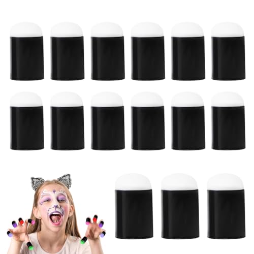 YATEICBC 15 Pcs schwarz Finger Schwamm，Zeichnung Schwamm Finger,beschichtet dauerhafte Kunststoffgriff Handwerk Zeichnung Schwamm für Zeichnung Kunst Tinte Handwerk Kartenherstellung (3.1cm X 1.75cm) von YATEICBC
