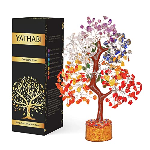YATHABI Sieben Chakras Edelstein Baum natürlicher Reiki Heilkristall Feng Shui Bonsai Bäume Aura Reinigung Home Decor handgemachtes Geschenk Wohlstand für Reichtum und Glück Silberdraht (Größe 25,4-30,5 cm) YATHABI Sieben Chakras Edelstein Baum natürlicher Reiki Heilkristall Feng Shui Bonsai Bäume Aura Reinigung Home Decor handgemachtes Geschenk Wohlstand für Reichtum und Glück Silberdraht (Größe 25,4-30,5 cm) von YATHABI