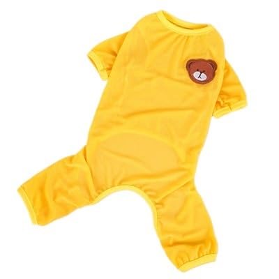Haustierkleidung Bär Pyjamas Sommer Mesh Kleine Große Hund Kleidung Overall Haustier Onesie for Hunde XS-XXL(Yellow,S) von YATINGZHANG