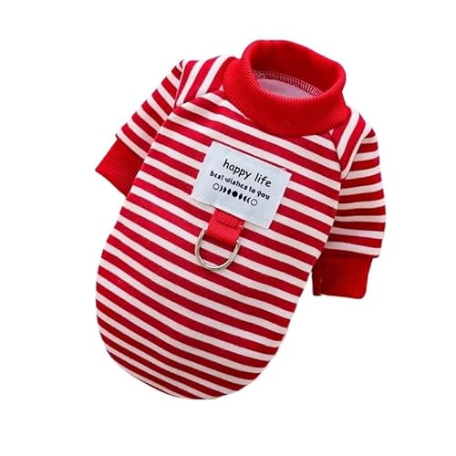 Haustierkleidung Haustier Hund Hoodies Herbst Winter Warme Hundekleidung for kleine Hunde Kätzchen Welpen Kostüme Gestreiftes Hundeshirt(Red,M) von YATINGZHANG