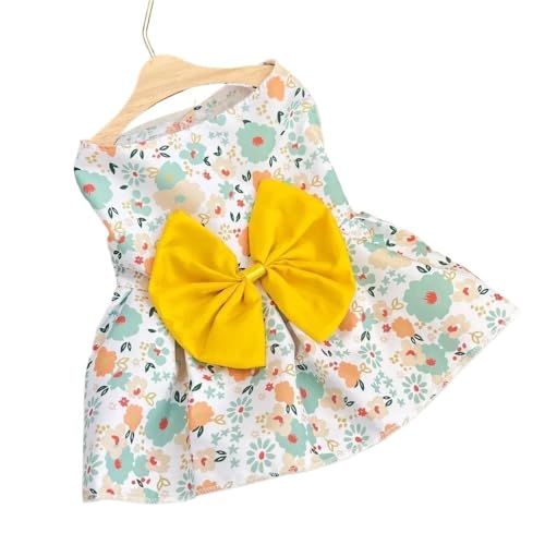 Haustierkleidung Hundekleider for Hündinnen, Haustier-Hundewelpen, Blumen-Prinzessin-Rock, Sommer-Kleidung for kleine Hunde, Haustier-Hochzeitsparty-Kostüm for(Yellow,S) von YATINGZHANG