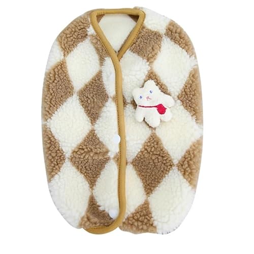 Haustierkleidung Hundekleidung Karierte Haustierjacke for kleine Hunde Winter Warmer Welpenmantel Heimtierbedarf(Kaki,M) von YATINGZHANG