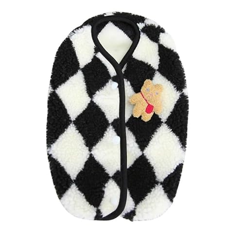 Haustierkleidung Hundekleidung Karierte Haustierjacke for kleine Hunde Winter Warmer Welpenmantel Heimtierbedarf(Noir,M) von YATINGZHANG