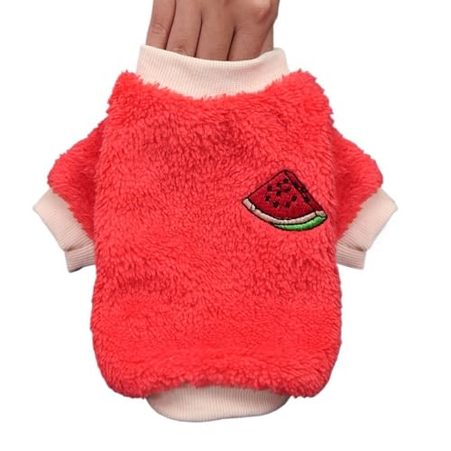 Haustierkleidung Hundekleidung mit Fruchtmuster for kleine und mittelgroße Hunde, warme Plüschweste for Welpen(Red,S) von YATINGZHANG