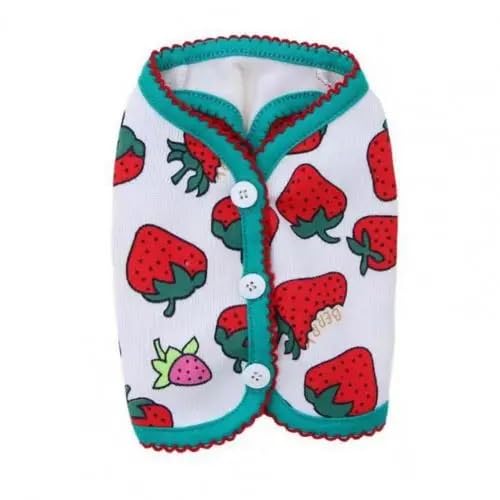 Haustierkleidung Nette Atmungsaktive Haustier Kleidung Cartoon Erdbeere Muster Warme Hund Weste Outfit for Casual Sommer Hunde Liefert(XS) von YATINGZHANG