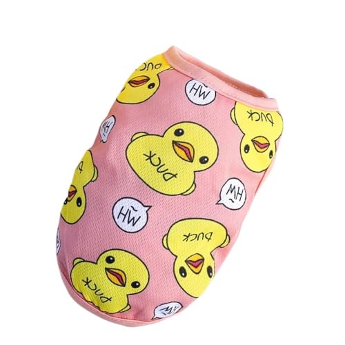 Haustierkleidung Niedliche Hundekleidung mit Enten-Aufdruck for kleine Hunde, Haustierkleidung, gemütliche, atmungsaktive, ärmellose Welpen-T-Shirts, leichtes Hundekostüm(Yellow,M) von YATINGZHANG