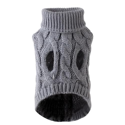 Haustierkleidung Welpen-Hundepullover for kleine und mittelgroße Hunde, Winterkleidung, Warmer Rollkragenpullover for Haustiere(Gray,L) von YATINGZHANG