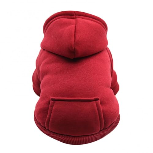 Haustierkleidung Welpenjacke, Haustier-Kapuzenpullover, Herbst-Winter-Kapuzenpullover, Sweatshirt, Haustierkostüm, Hundekleidung(Wine Red,M) von YATINGZHANG