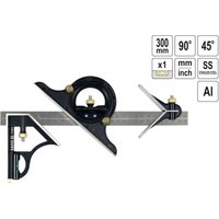 Kombinationswinkel Anschlagwinkel 300mm Multifunktionswinkel mit Anschlag Gegenläufige Skala Präzisionswinkel von YATO