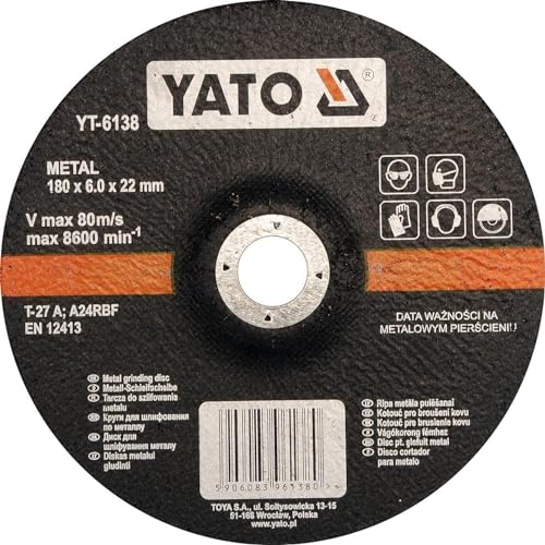 METAL GRINDING DISC 180x6.8x22MM von YATO