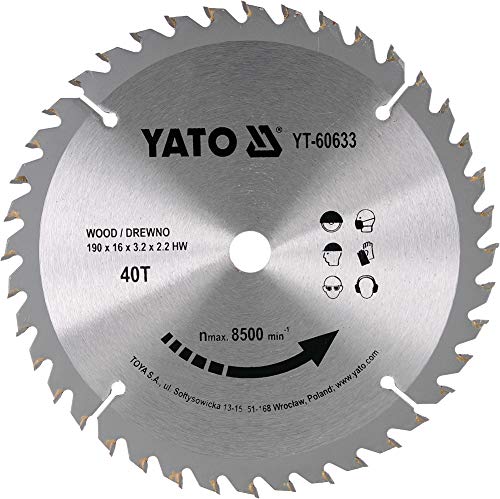 TCT BLADE FOR WOOD 190X40TX16MM von YATO