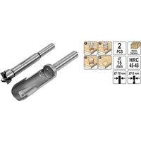 2 Tlg. Forstnerbohrer Scheibenschneider Zapfenschneider Oberfräser Fräsköpfe Topfbohrer Ausbohr- und Auffüllsatz 15-35mm +15mm von YATO