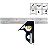 Kombinationswinkel Multifunktionswinkel 150mm Winkelmesser mit Anschlagwinkel Gegenläufige Skala Präzisionswinkel von YATO