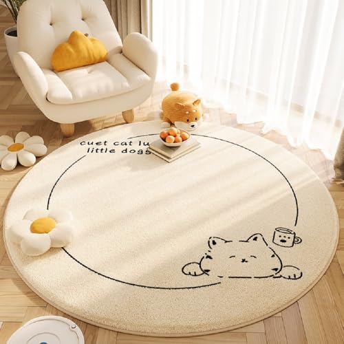 Teppich Bären Tiere Rutschfest Kurzflor Kunstwolle Schlafzimmer Kinderteppich Waschbar Bettvorleger Teppiche Wohnzimmer Schlafzimmer Büro Bereich Dekor Krabbelteppich Bären (Beige 3, 100x100cm) von YATOLA